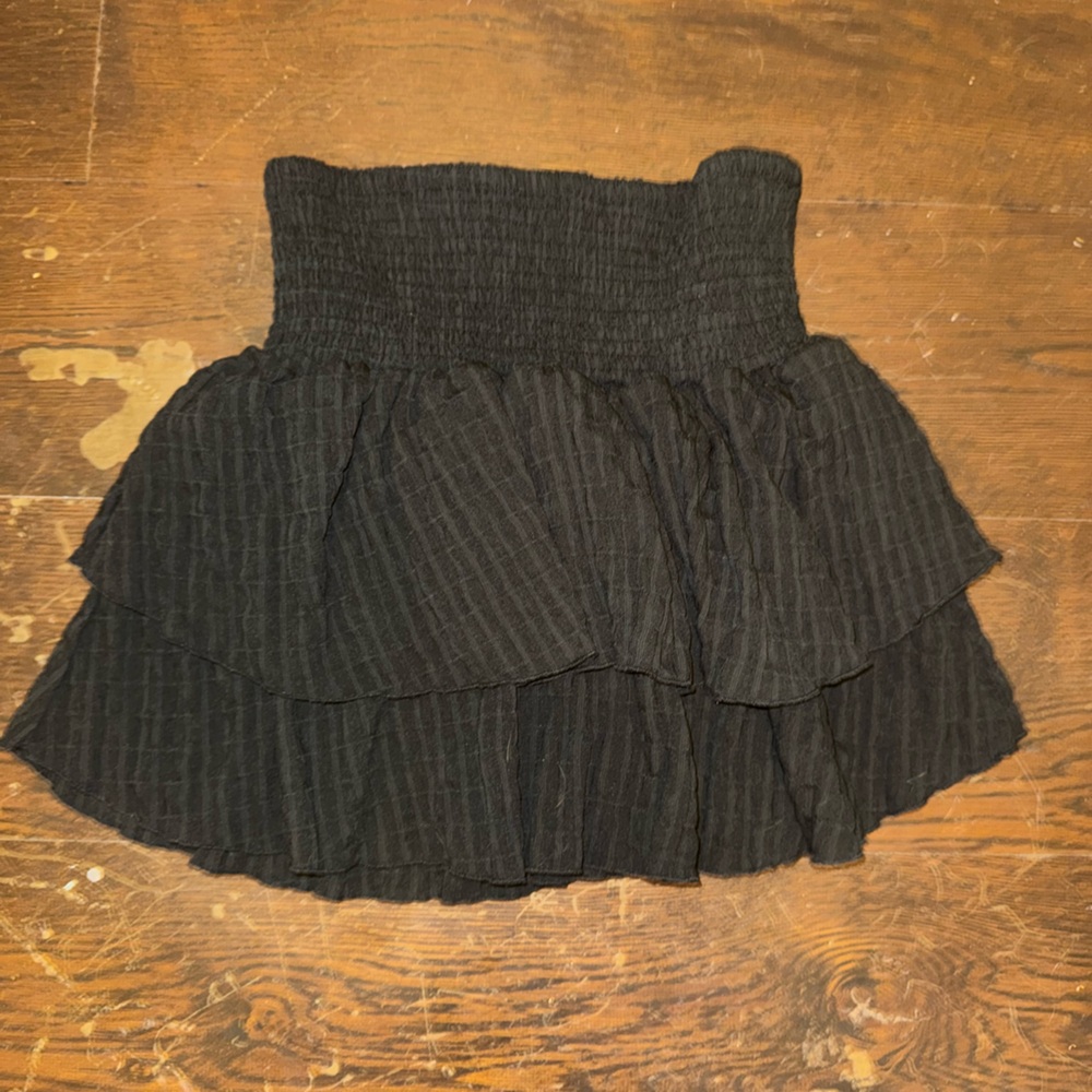 SHEIN Black Bubble Mini Skirt Pleated Tiered